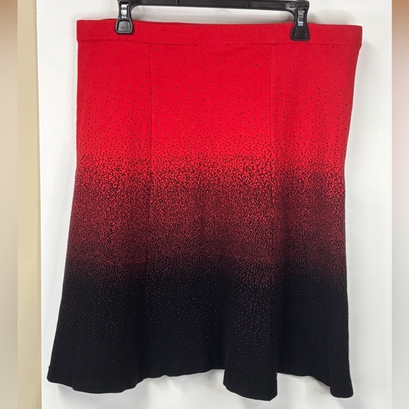 Biana Red and Black Merino Wool Skirt - Picture 2 of 5